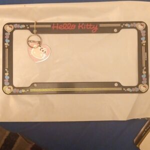 Licence Plate Border for vehicle. HELLO KITTY with keychain.